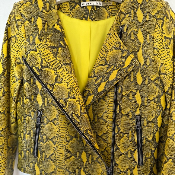 Alice & Olivia - Yellow Leather Snakeskin Jacket - Picture 16 of 16